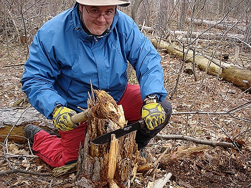 Knife Batoning Wood