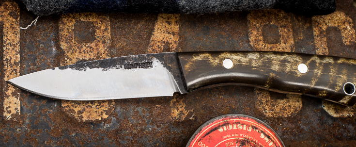 Lon Humphrey Custom Knives - Sterling - Dark Curly Maple