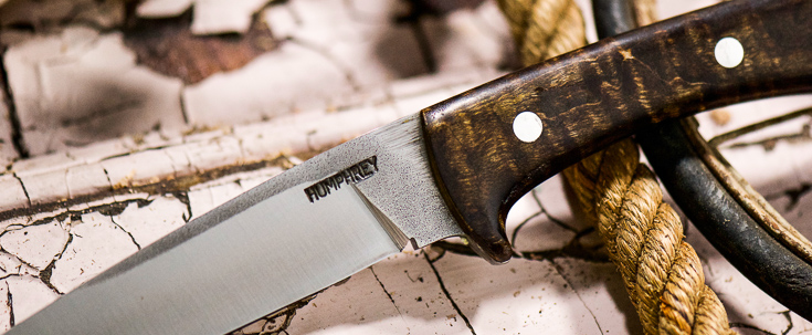 Lon Humphrey Custom Knives - Scout - Dark Curly Maple Burl